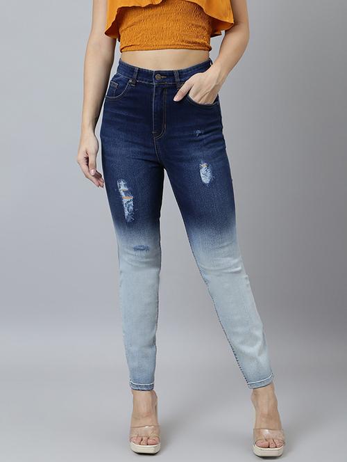 high rise distress denim jean - 19996737 - Very Small Image - 1