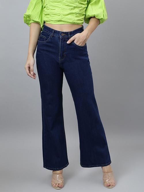 blue solid high rise ankle length straight jean - 19996743 - Very Small Image - 1