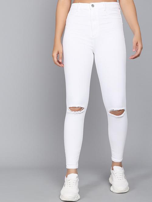 high rise knee slit denim jean - 19996772 - Very Small Image - 1