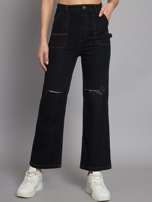 black solid high rise ankle length straight jean - 19996778 - Very Small Image - 1