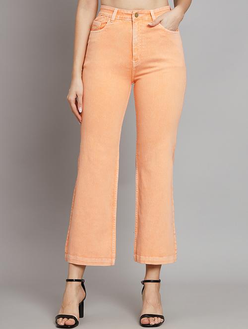 orange solid high rise ankle length bootcut jean - 19996790 - Very Small Image - 1