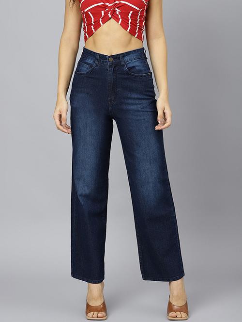 dark blue solid high rise ankle length straight jean - 19996876 - Very Small Image - 1