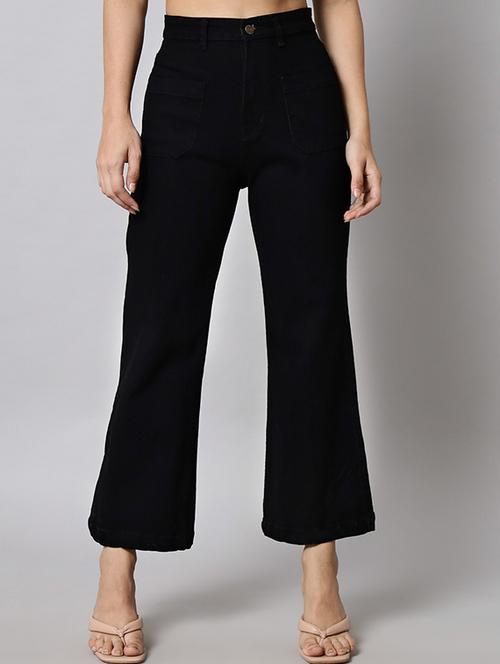 black solid high rise ankle length bootcut jean - 19996908 - Very Small Image - 1