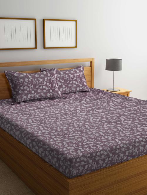 fabinaliv cartoon design 100% cotton handwoven king size double bedsheet with 2 pillow covers - 19996932 - Very Small Image - 1
