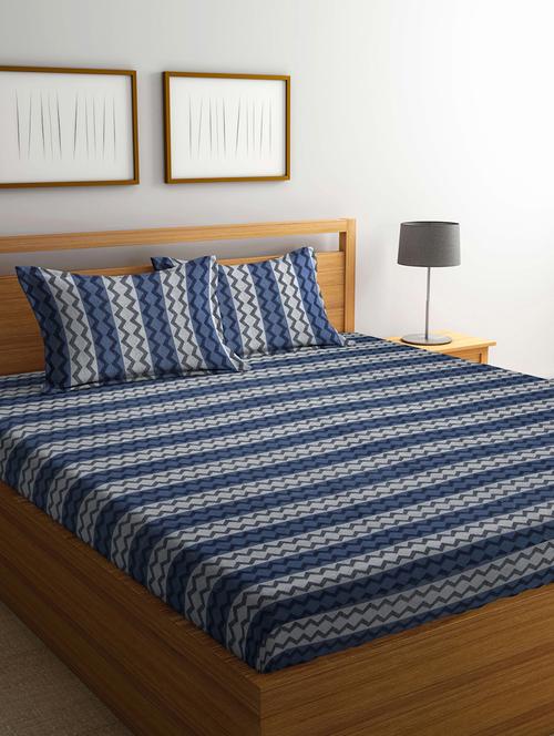 fabinaliv multicolor striped 100% cotton handwoven king size double bedsheet with 2 pillow covers - 19996951 - Very Small Image - 1