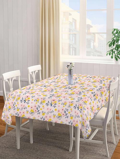 fabinaliv multicolor floral 300 tc cotton blend 6 seater table cover (72x52 inches) - 19996987 - Very Small Image - 1