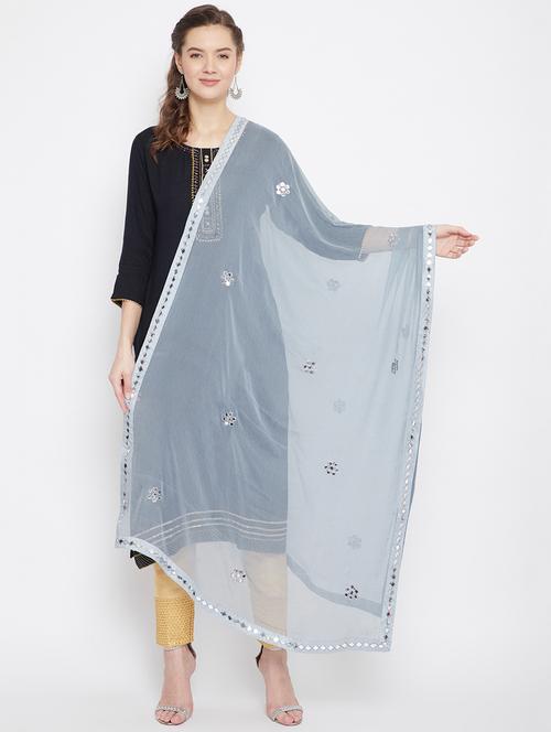 grey chiffon dupatta - 19997000 - Very Small Image - 1