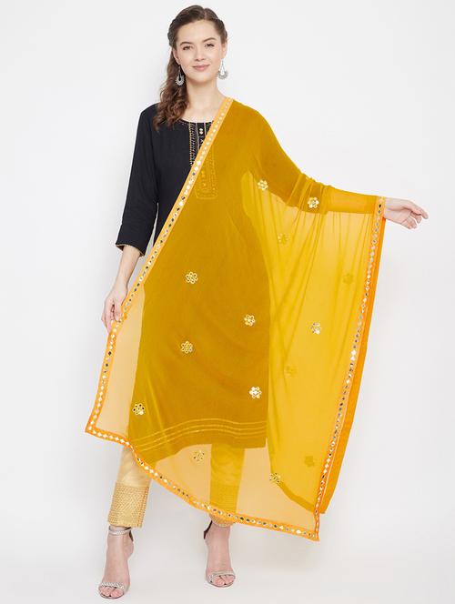 yellow chiffon dupatta - 19997005 - Very Small Image - 1