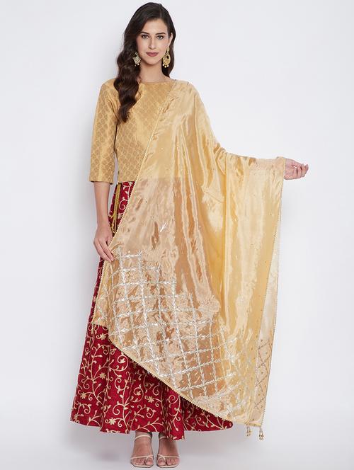 beige silk blend dupatta - 19997046 - Very Small Image - 1