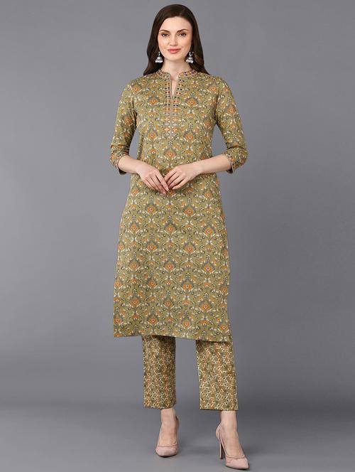 mandarin collar floral straight kurta - 19997289 - Very Small Image - 1