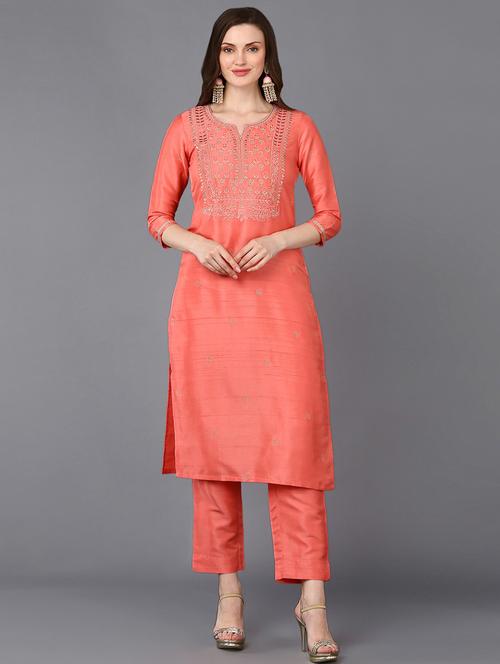 notch neck solid straight kurta - 19997291 - Very Small Image - 1