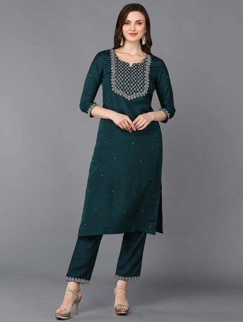 notch neck solid straight kurta - 19997307 - Very Small Image - 1