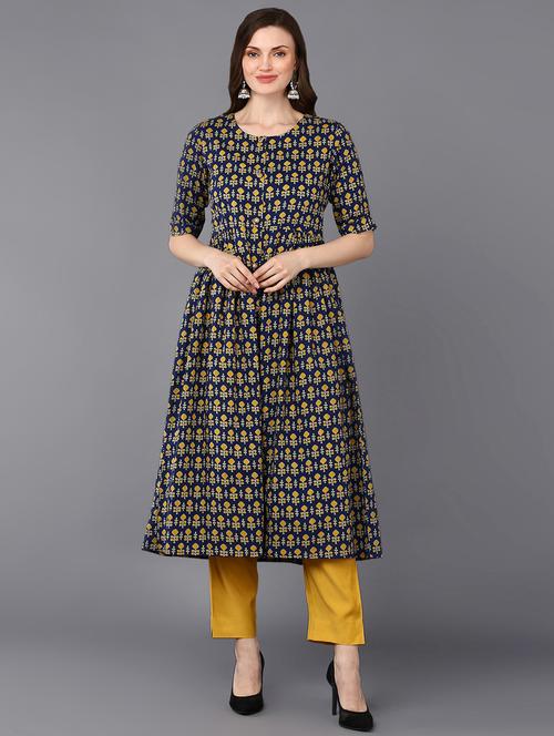 round neck printed a-line kurta - 19997327 - Very Small Image - 1