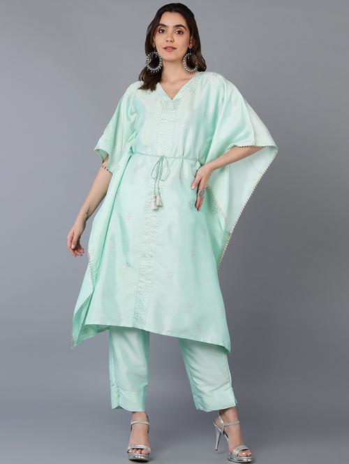 turquois self design kaftan set - 19997381 - Very Small Image - 1