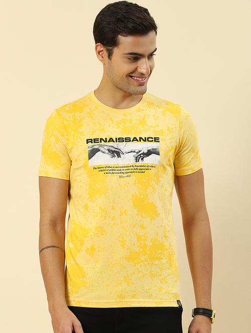 yellow printed round neck t-shirt - 19998264 - Very Small Image - 1