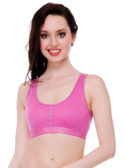 pink cotton blend sports bra - 19998896 - Very Small Image - 1