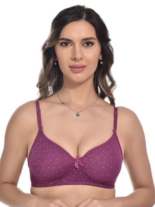purple cotton blend regular bra - 19999099 - Very Small Image - 1