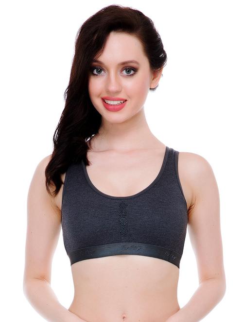 grey cotton blend sports bra - 19999222 - Very Small Image - 1