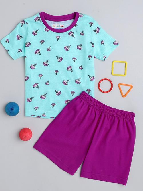 girls printed shorts set - 20002235 - Very Small Image - 1