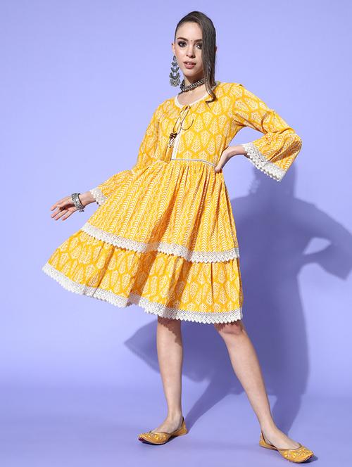 yellow cotton aline dress - 20002465 - Very Small Image - 1