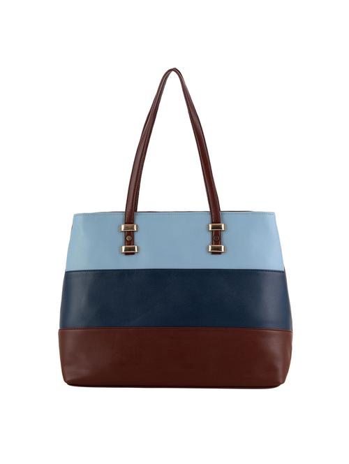 color block leatherette (pu) regular tote - 20004812 - Very Small Image - 1