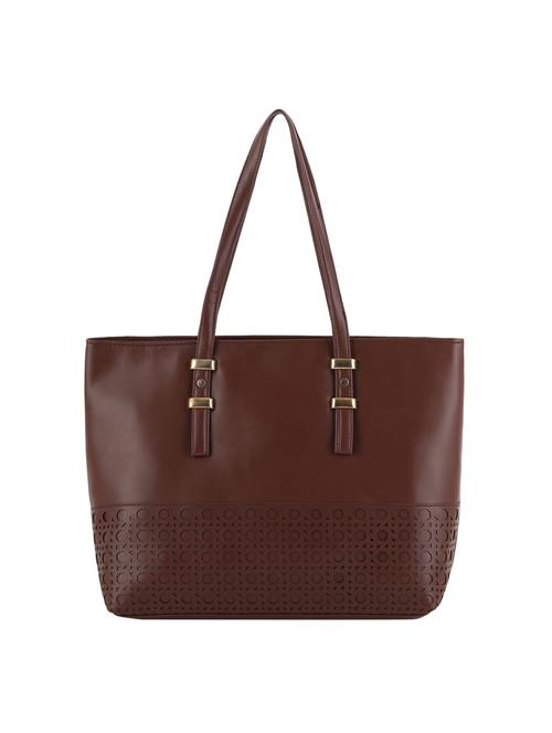 brown leatherette (pu) regular tote - 20004856 - Very Small Image - 1