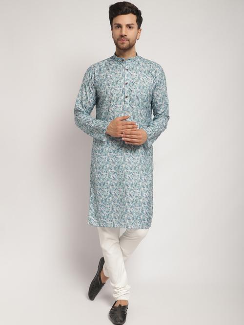 mandarin neck printed kurta pyjama set - 20005365 - Very Small Image - 1