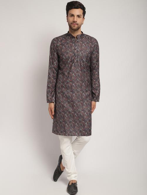 mandarin neck printed kurta pyjama set - 20005367 - Very Small Image - 1