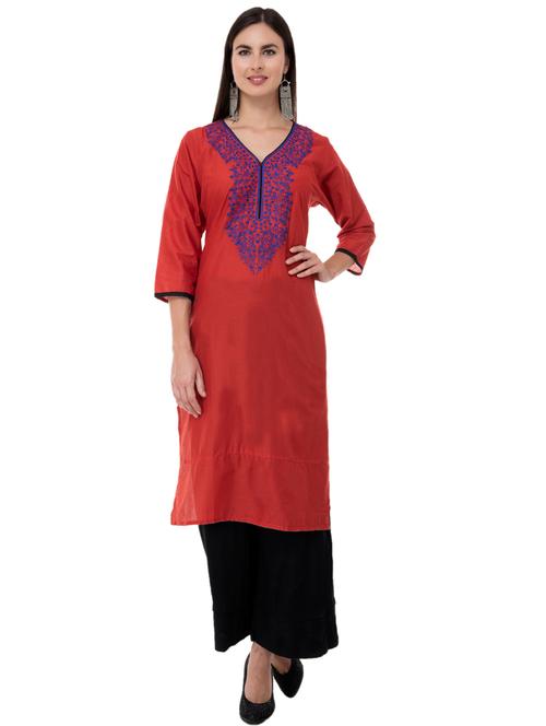 women's straight kurta - 20007297 - Very Small Image - 1
