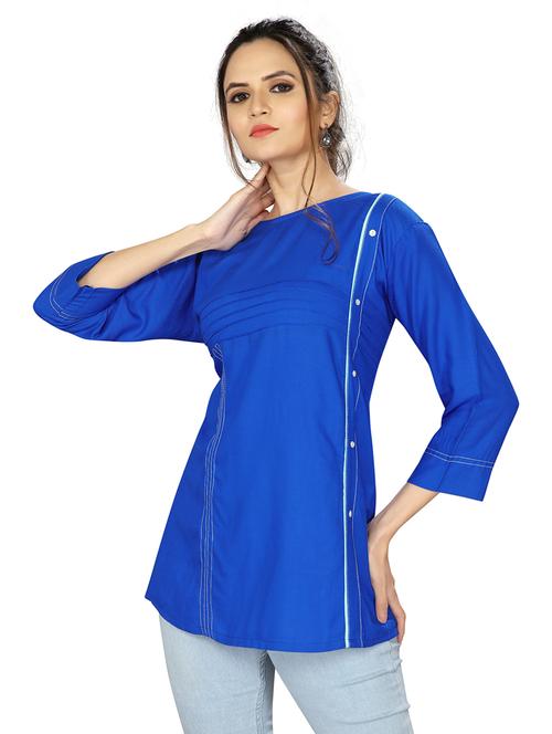 blue viscose regular top - 20008385 - Very Small Image - 1