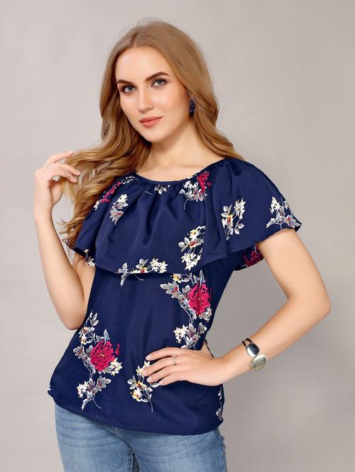 blue crepe regular top - 20008421 - Very Small Image - 1