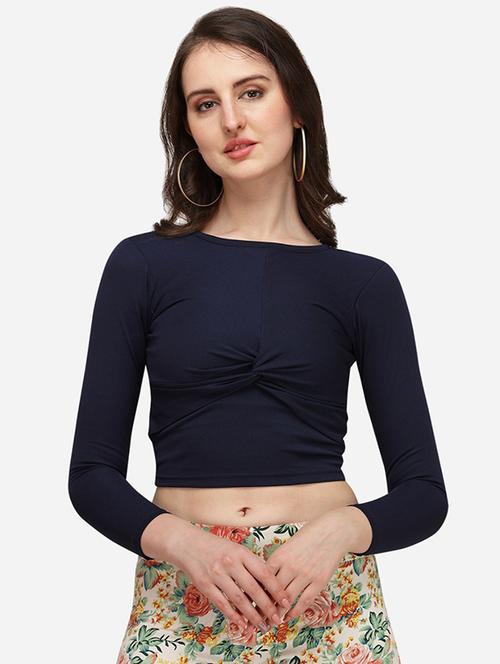 blue solid crop top - 20008457 - Very Small Image - 1