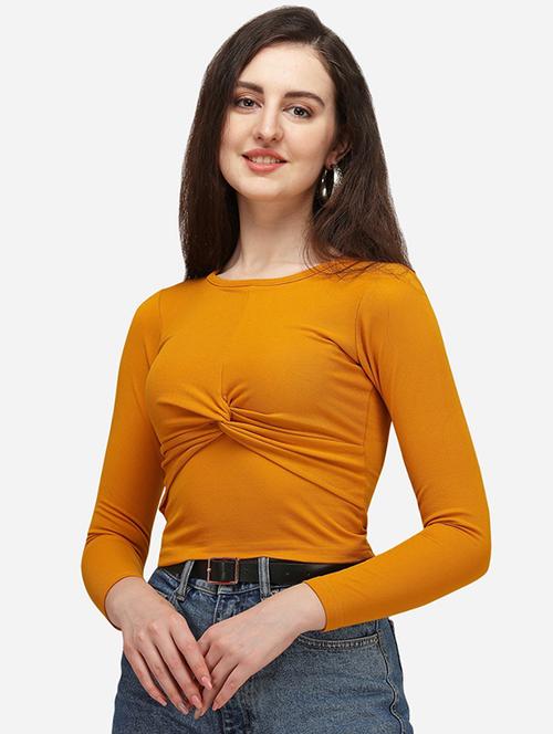 yellow solid crop top - 20008459 - Very Small Image - 1