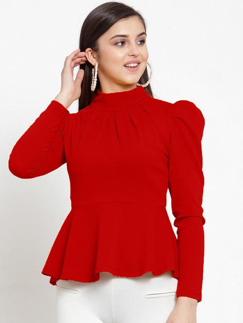 red lycra blend regular top - 20008513 - Very Small Image - 1