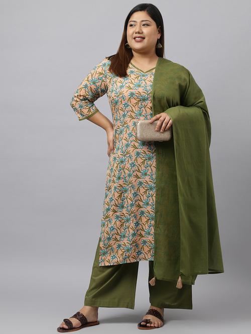peach kurta palazzo set with dupatta - 20008931 - Very Small Image - 1