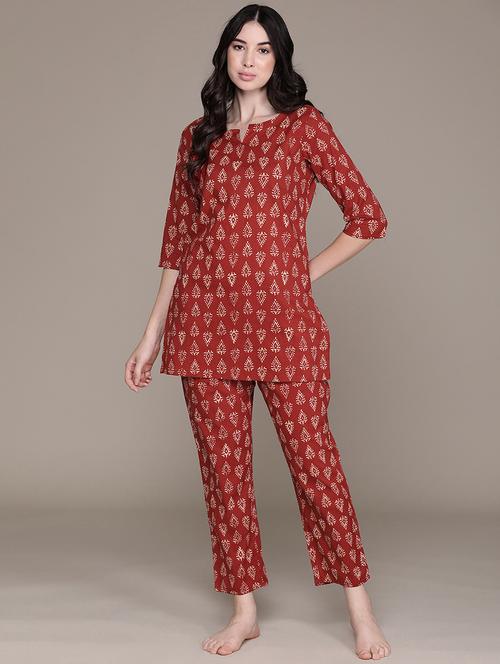 printed full length nightwear set - 20009088 - Very Small Image - 1