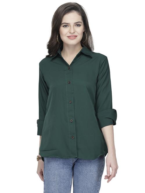 green solid regular shirt - 20009143 - Very Small Image - 1