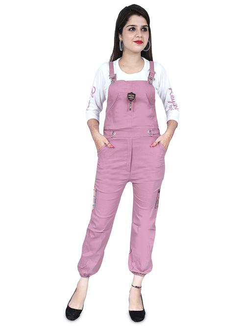 lavender solid adjustable shoulder straps dungaree - 20009480 - Very Small Image - 1