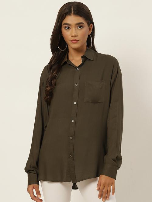 women solid cotton shirt - 20009618 - Very Small Image - 1