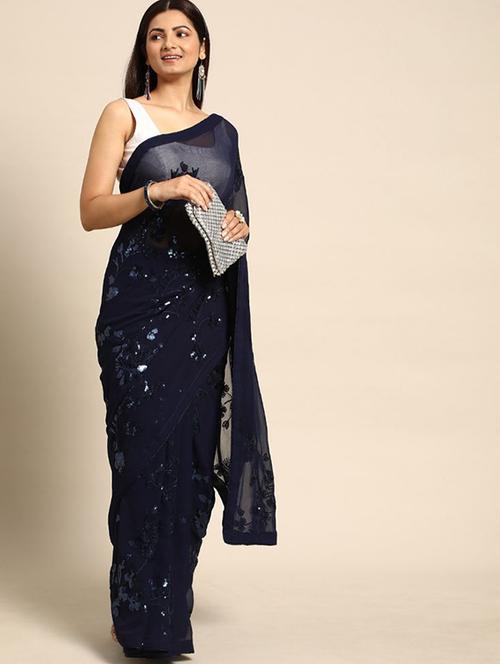 women's embellished saree with blouse - 20009729 - Very Small Image - 1
