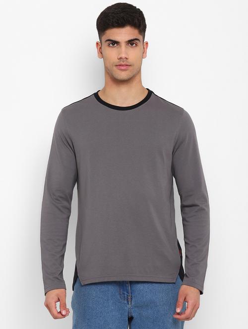 round neck color block regular t-shirt - 20010257 - Very Small Image - 1
