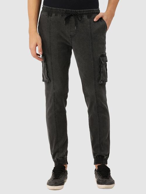grey cotton blend joggers - 20010636 - Very Small Image - 1