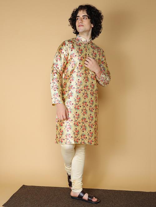 men's silk blend long kurta - 20011810 - Very Small Image - 1