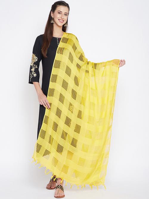 yellow cotton dupatta - 20012058 - Very Small Image - 1