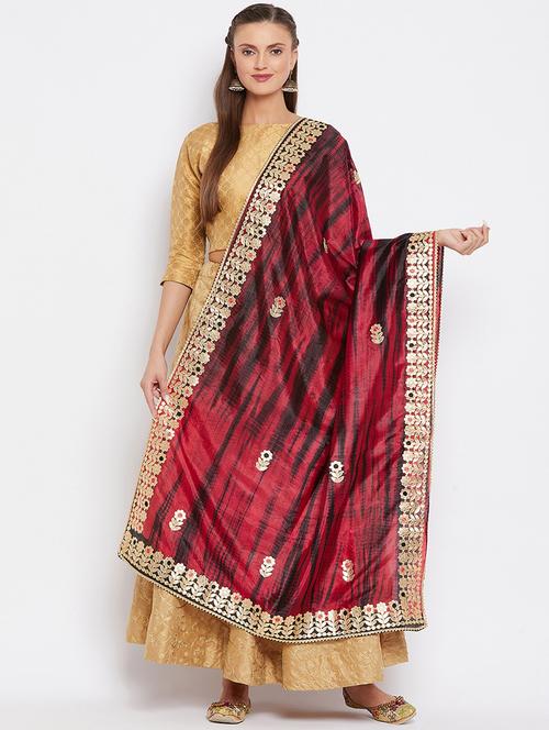 red silk blend dupatta - 20012080 - Very Small Image - 1