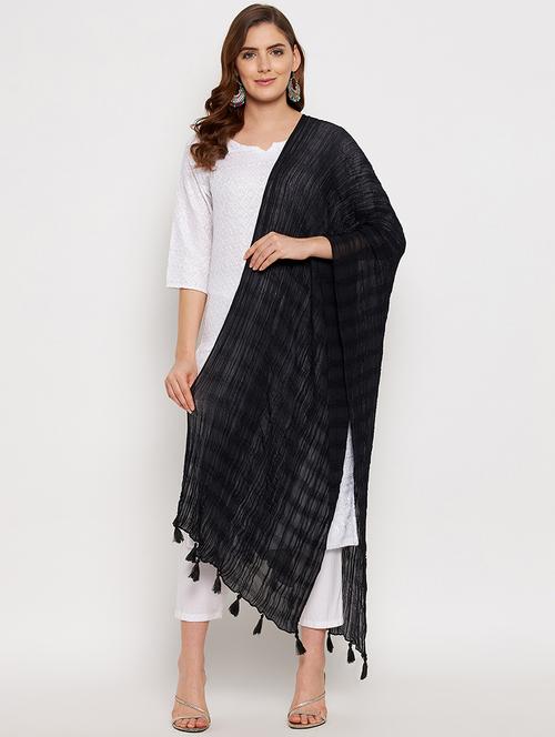 black cotton dupatta - 20012148 - Very Small Image - 1