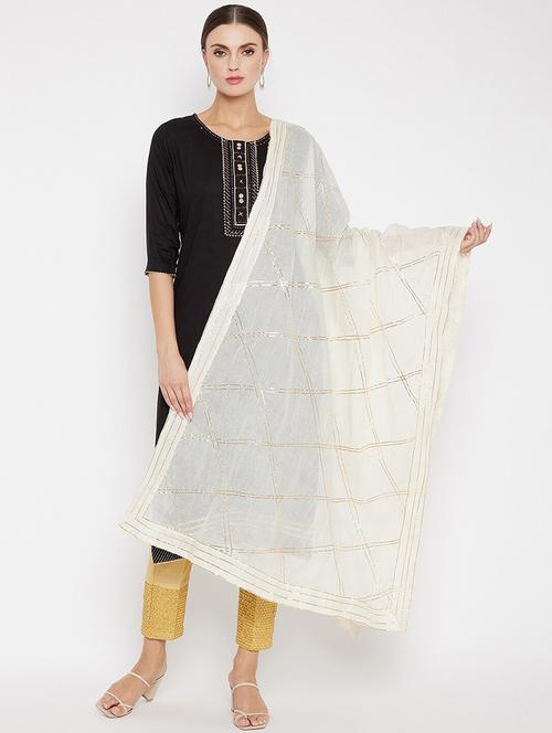 offwhite cotton dupatta - 20012153 - Very Small Image - 1