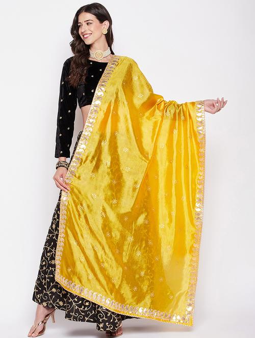yellow silk blend dupatta - 20012171 - Very Small Image - 1