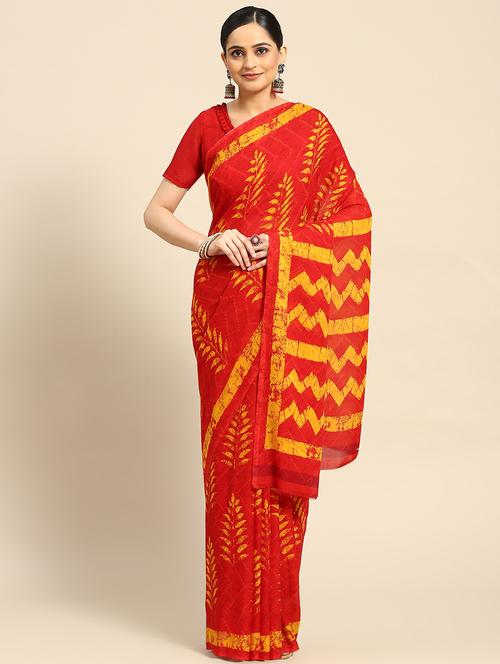 women's abstract red colored saree - 20012601 - Very Small Image - 1