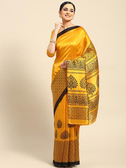 women's printed yellow colored saree - 20012604 - Very Small Image - 1